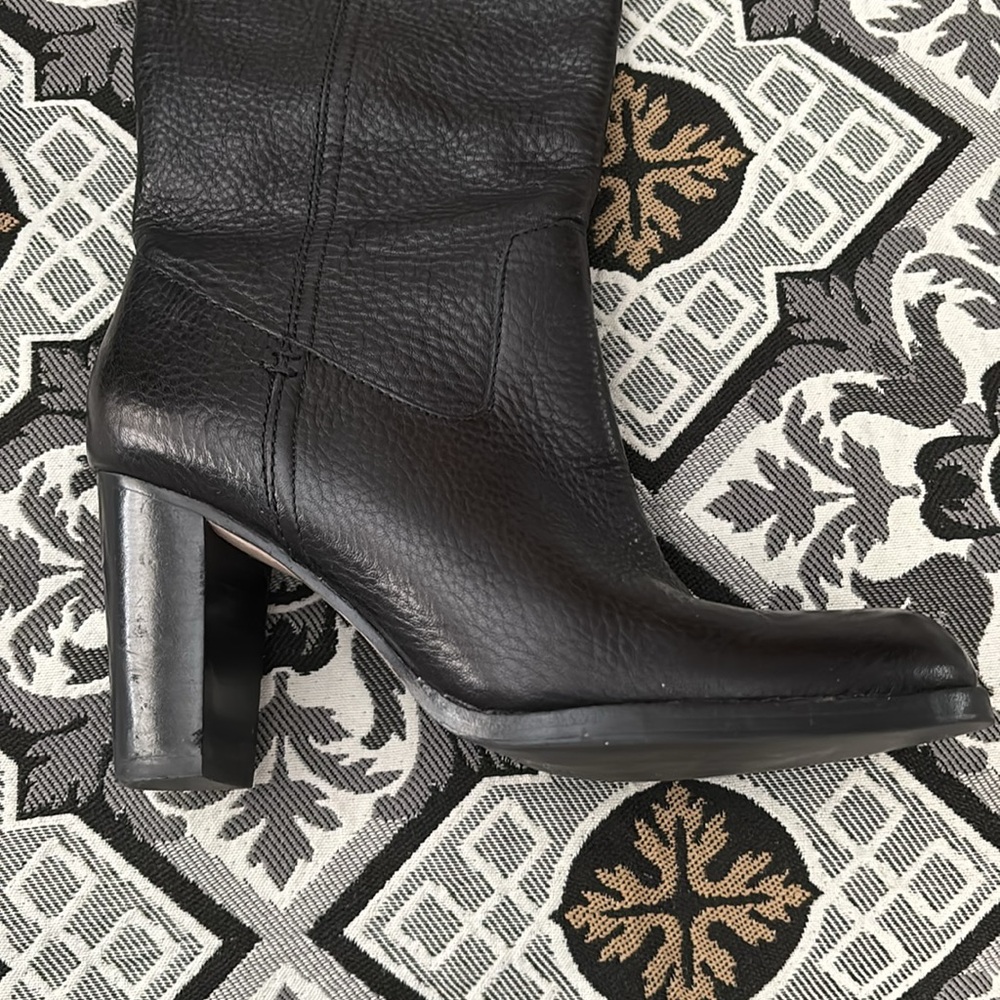 COACH black genuine pebble leather 3” stack heel boot size 8 MINT CONDITION - Picture 4 of 11